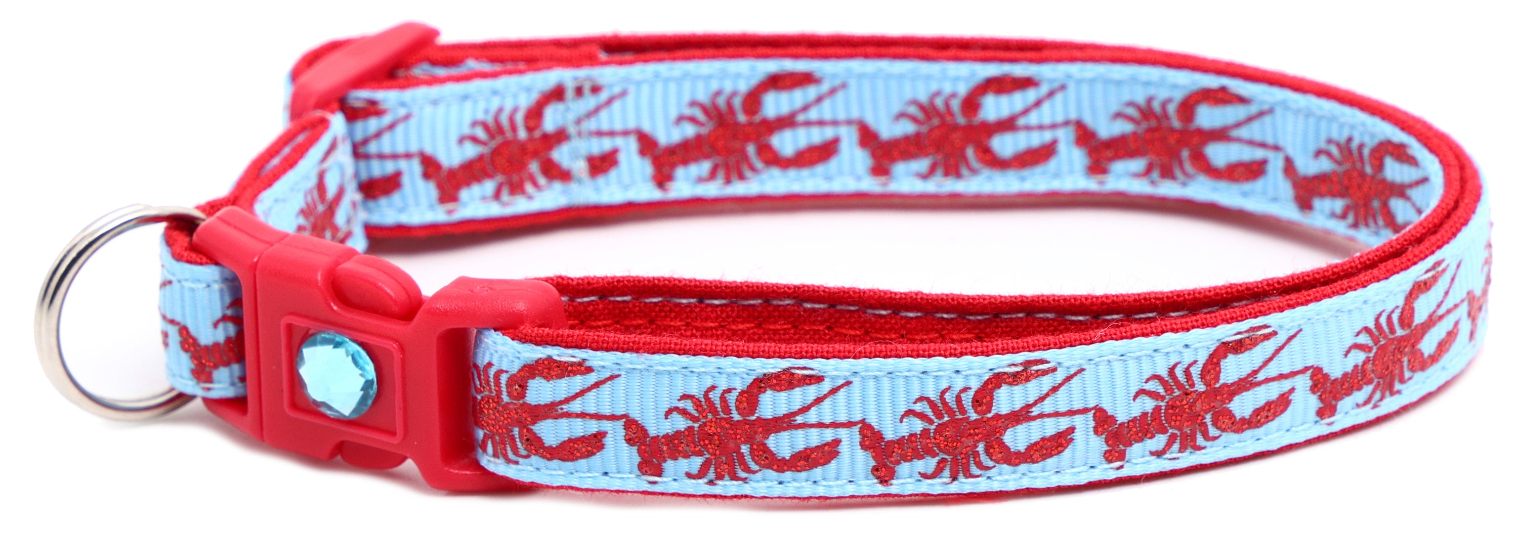 Lobster Breakaway Cat Collar made of reinforced cotton, featuring a breakaway clip and customizable options.